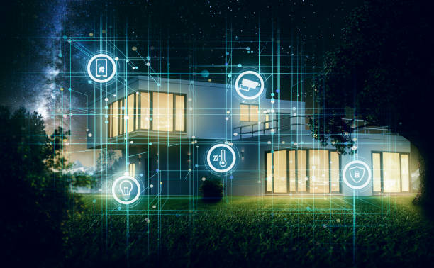 ceci est une image d'une maison connectée qui montre les possibilités tel que le chauffage les stores automatiques ETC